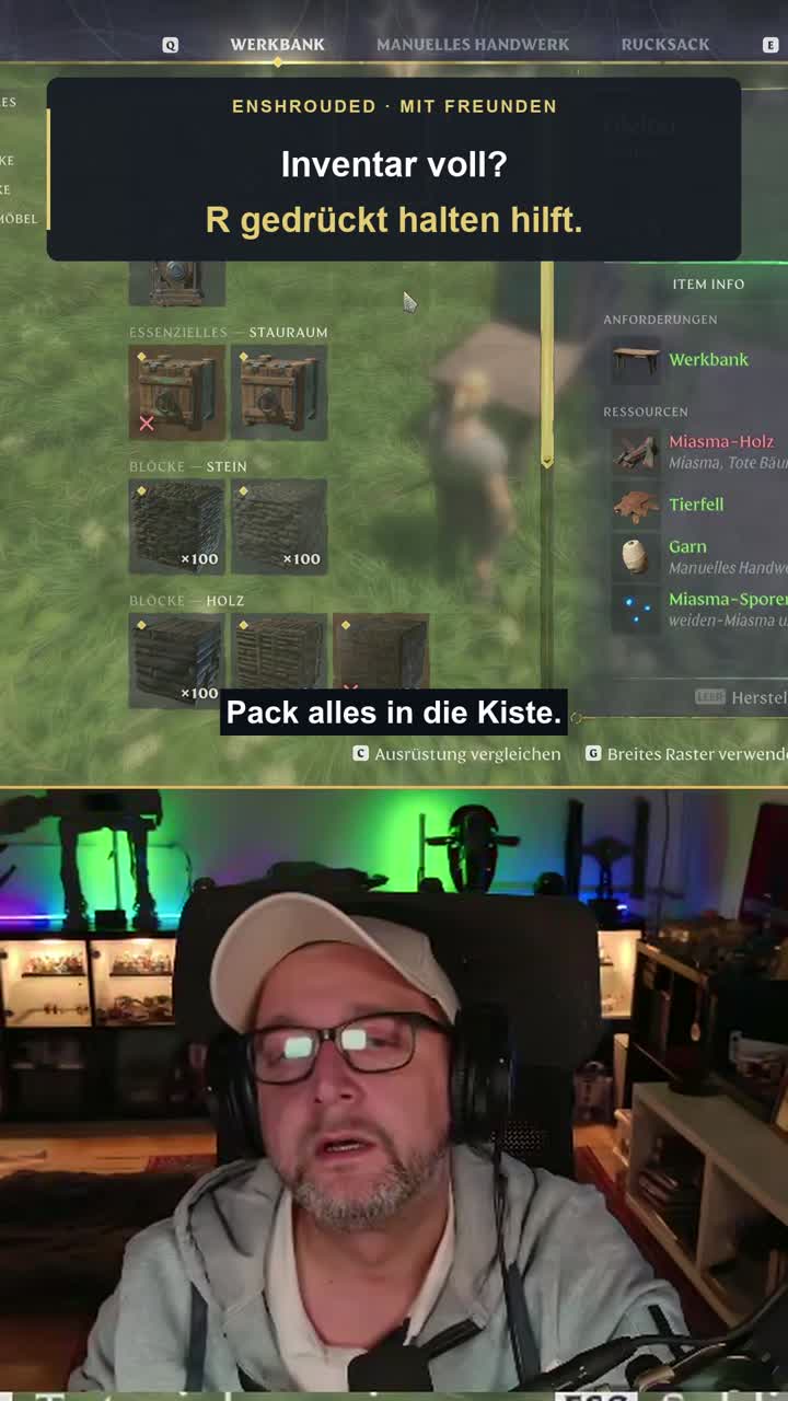 Enshrouded Mit einer Taste alles einlagern